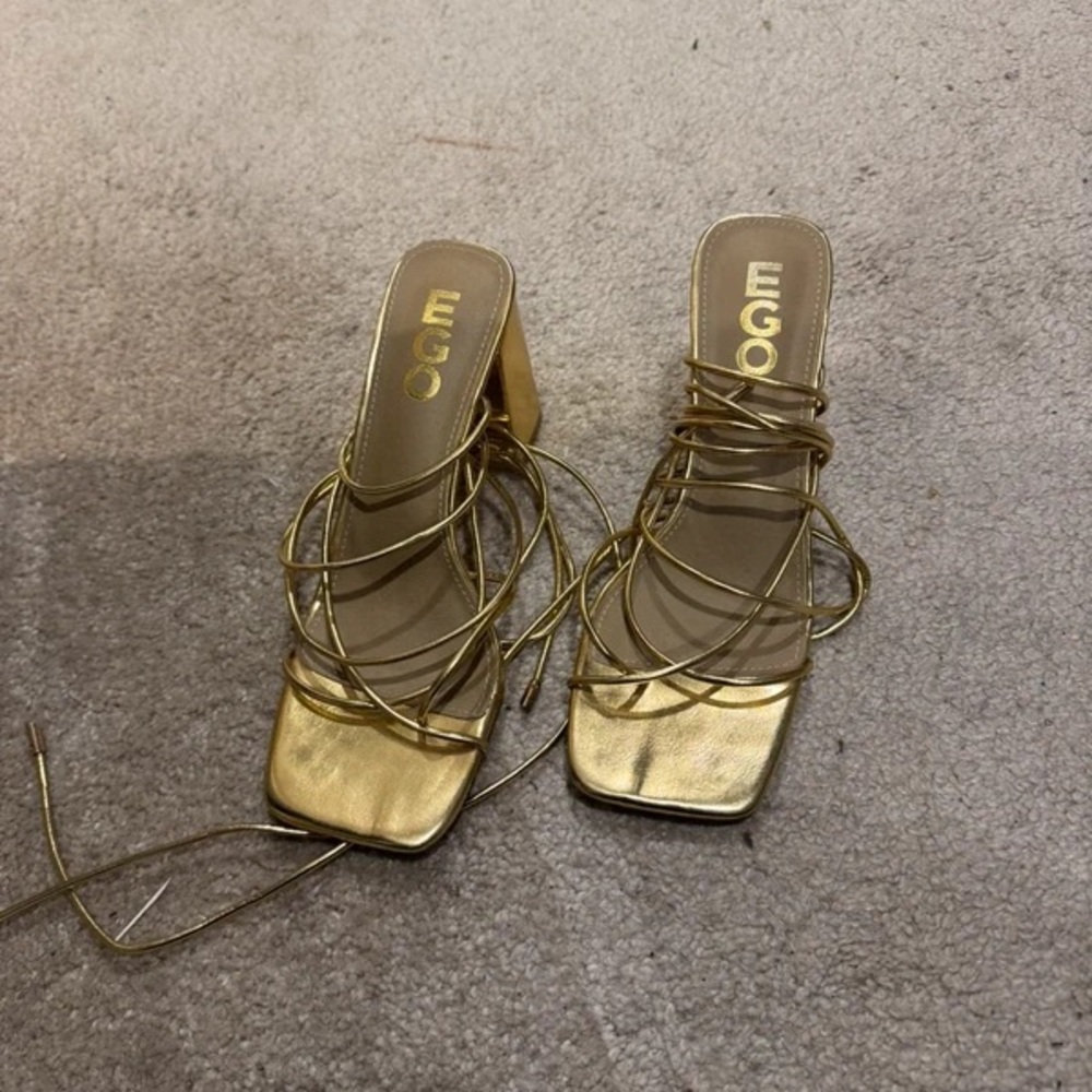 EGO Gold Strappy Heels